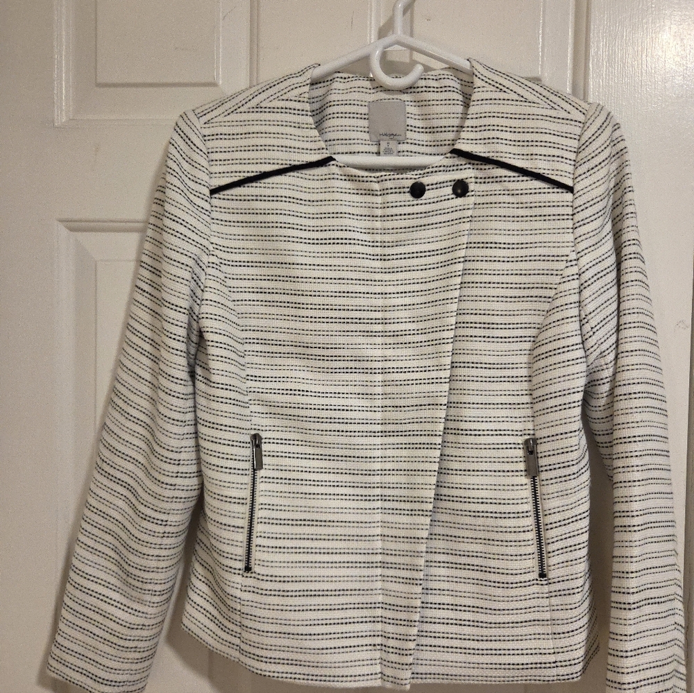 HALOGEN BRAND                Women's  White and Black  Blazer /Jacket